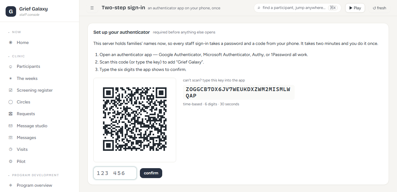 the two-step setup card