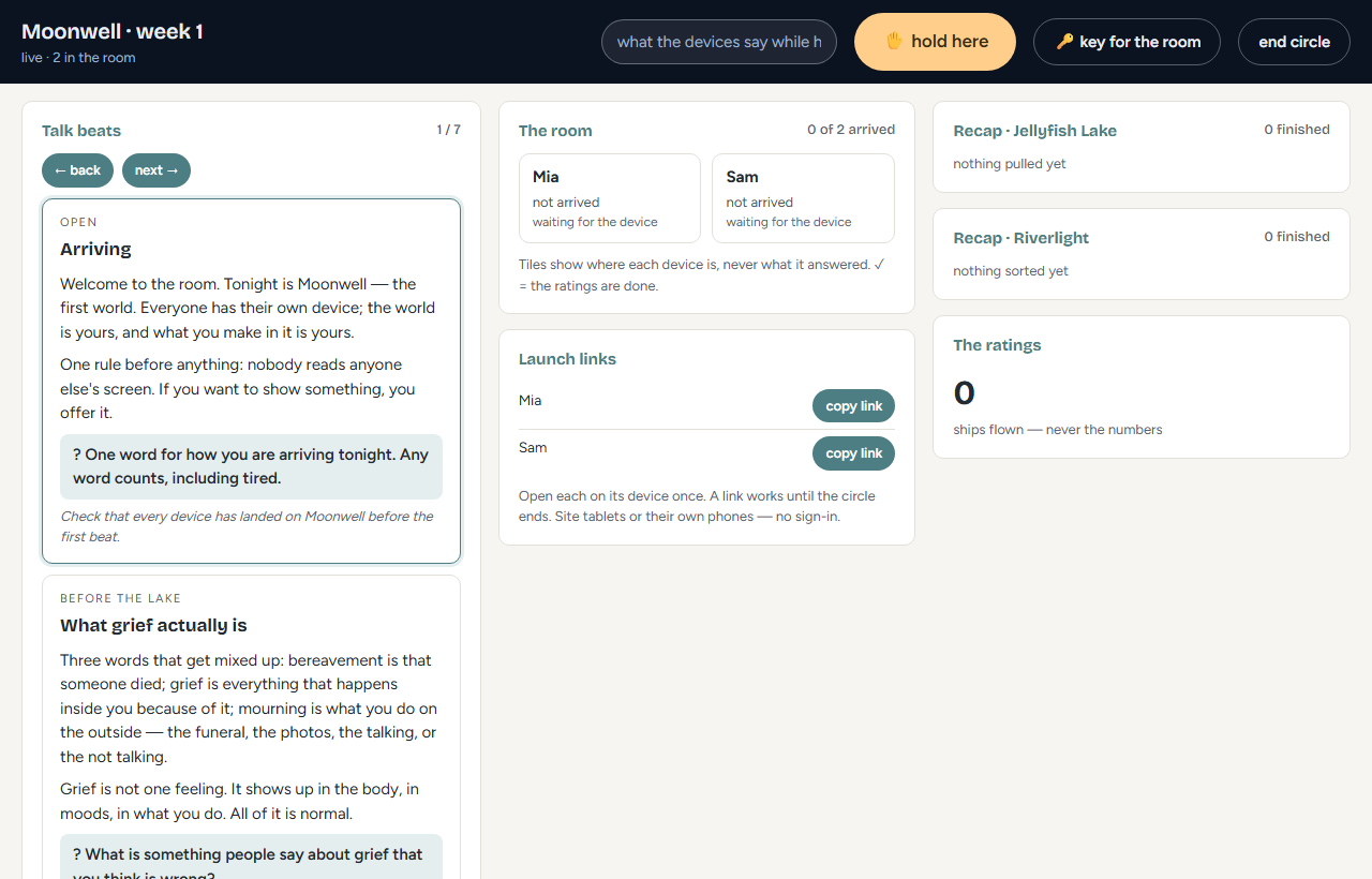 the facilitator screen